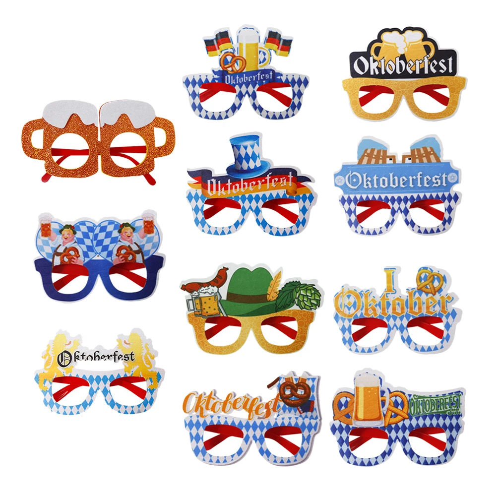 

11 Oktoberfest Glasses Fun Beer Decorative Eyewear Party Props Unique Costume Accessory Favor Bright Color Creative Design Gift