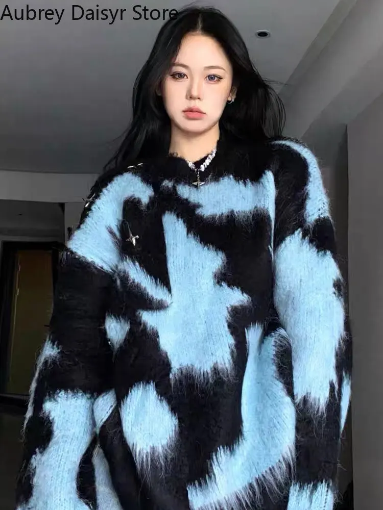 Coreano moda Streetwear maglione donna inverno High Street Vintage manica lunga Pullover Casual Y2k maglia maglione sciolto 2022 tendenza