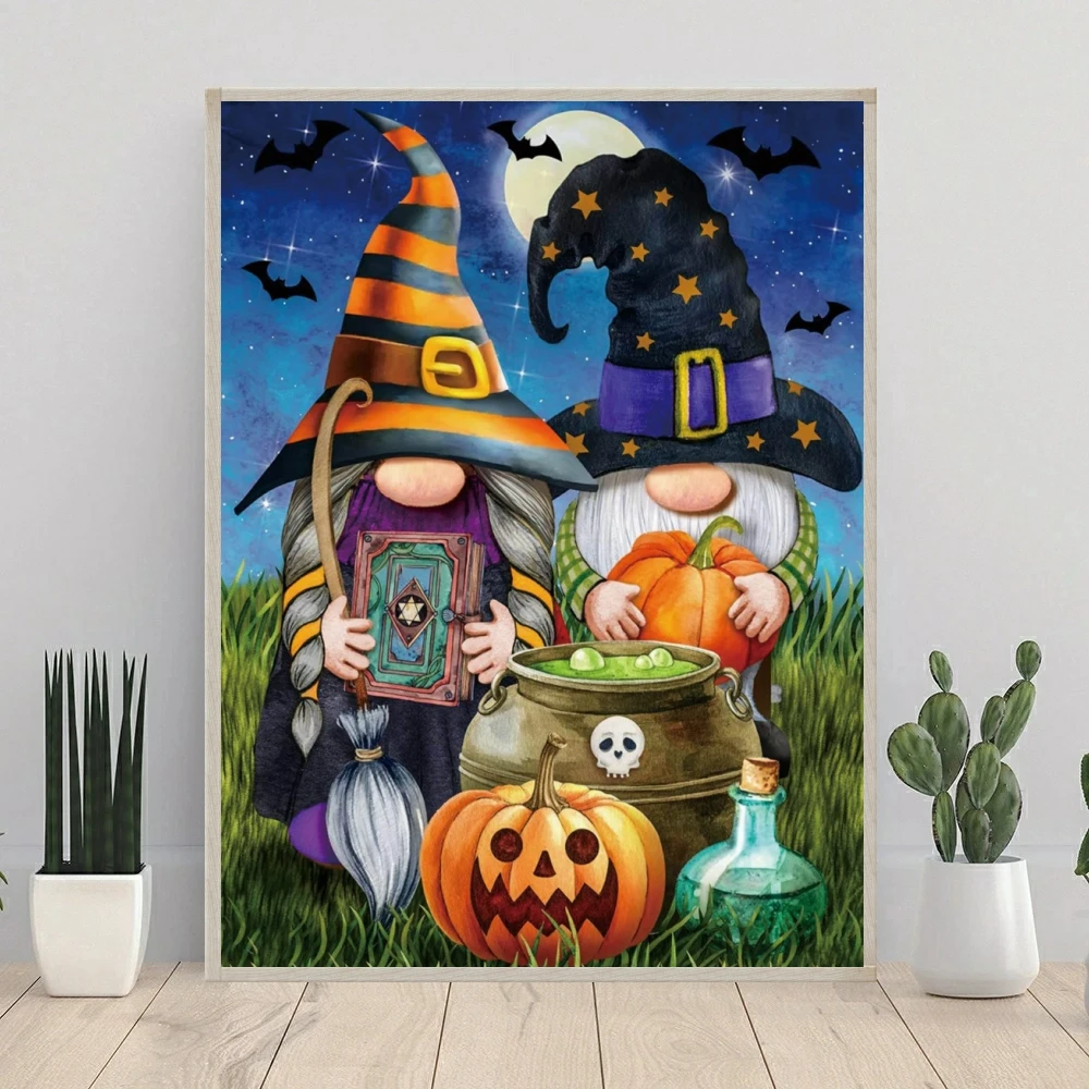 Halloween Cartoon Gnome 5D AB Diamond Painting Mosaic Wizard Cross Stitch Rhinestones Handmade Craft Embroidery Home Decor Gift