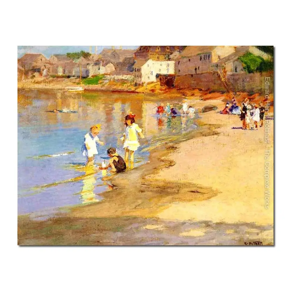 

oil painting Children At the Beach by Edward Henry Potthast High quality Hand painted Landscape Art Home Decor