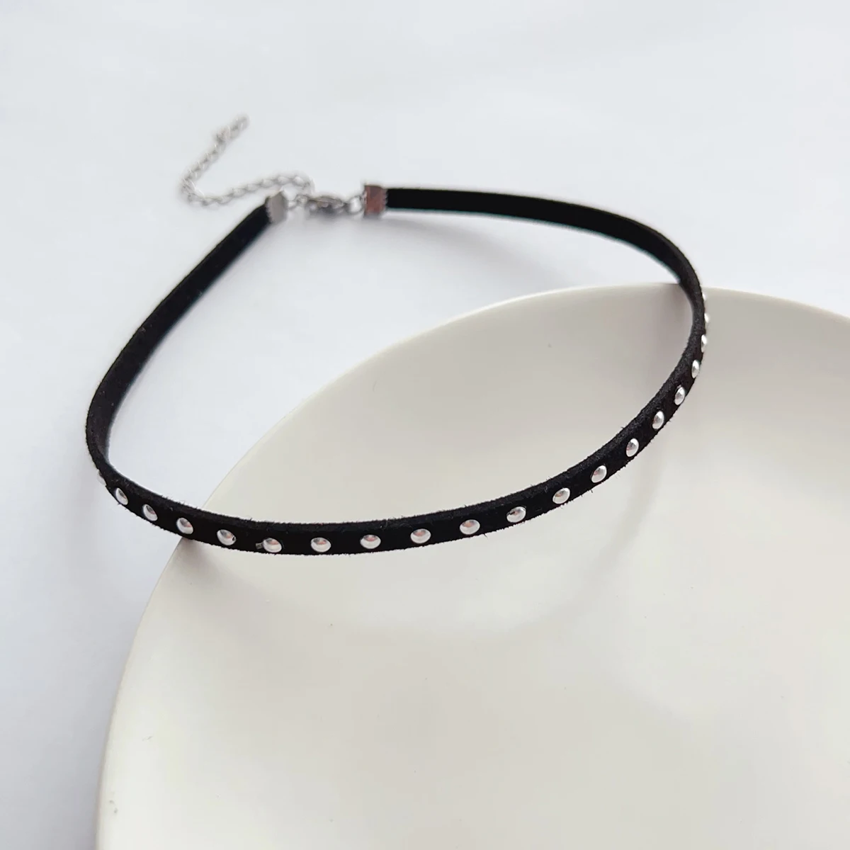 Ha punk Rock Sweet Cool metal rivets Black choker collar neck with neck ring Choker Necklace accessory necklace for women