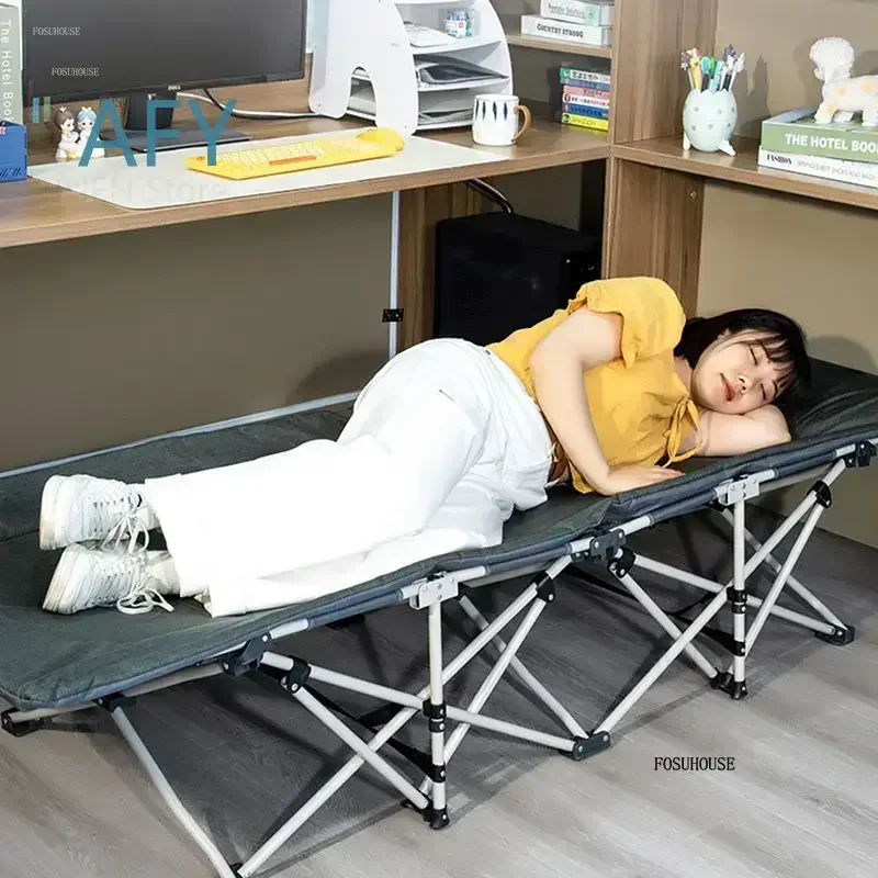 Folding Bed for Simple Home Sleeping American Outdoor Portable Folding Trips Bed Recliner Office Lunch Break Single Camp Bed
