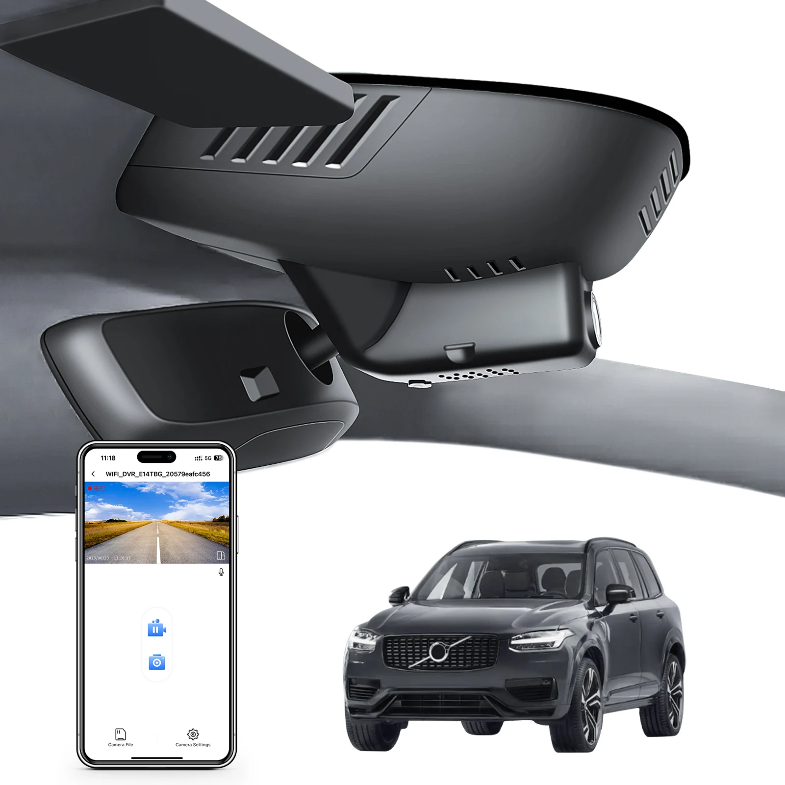 Mangoal Dedicated 4K Dashcam voor Volvo XC90 Autocamera Recorder 2016-2026 (Model A/B) GPS WiFi & APP Plug and Play Dashcam