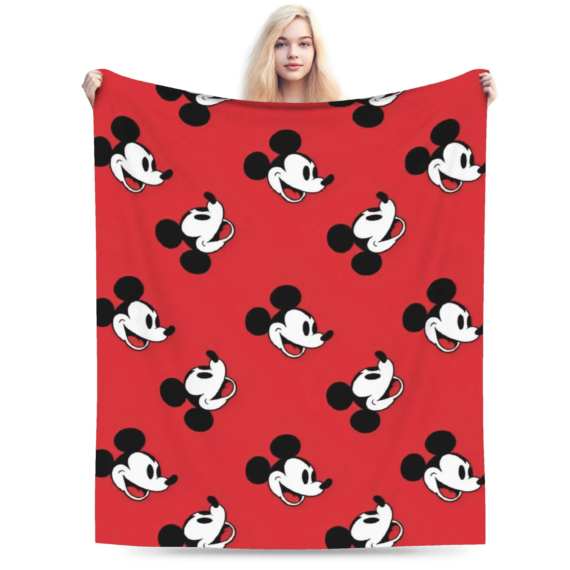 

Cartoon Mickey Mouse Head Blanket Flannel Winter Portable Lightweight Throw Blankets for Home Car Bedspread