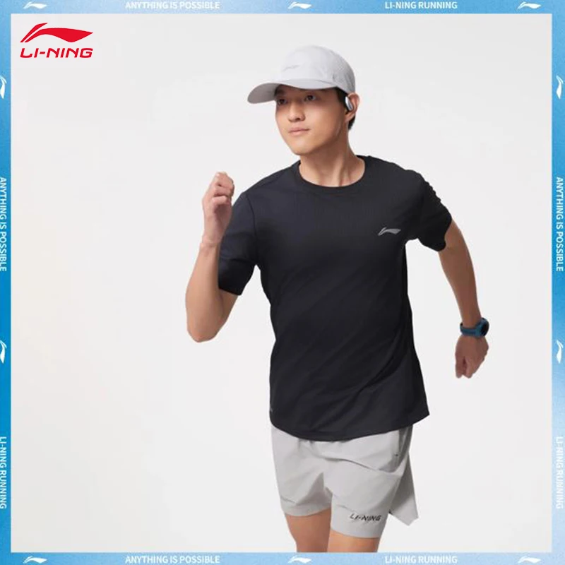 

LI-NING профессиональная серия для бега, мужская светоотражающая быстросохнущая дышащая футболка с короткими рукавами, спортивная футболка ATSV471