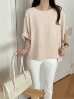 Karofi Loose Batwing Sleeve Blouse Women Elegant Boat Neck Split Tunic Tops Casual Oversized Lightweight Summer Shirts BL8325 - Image 5