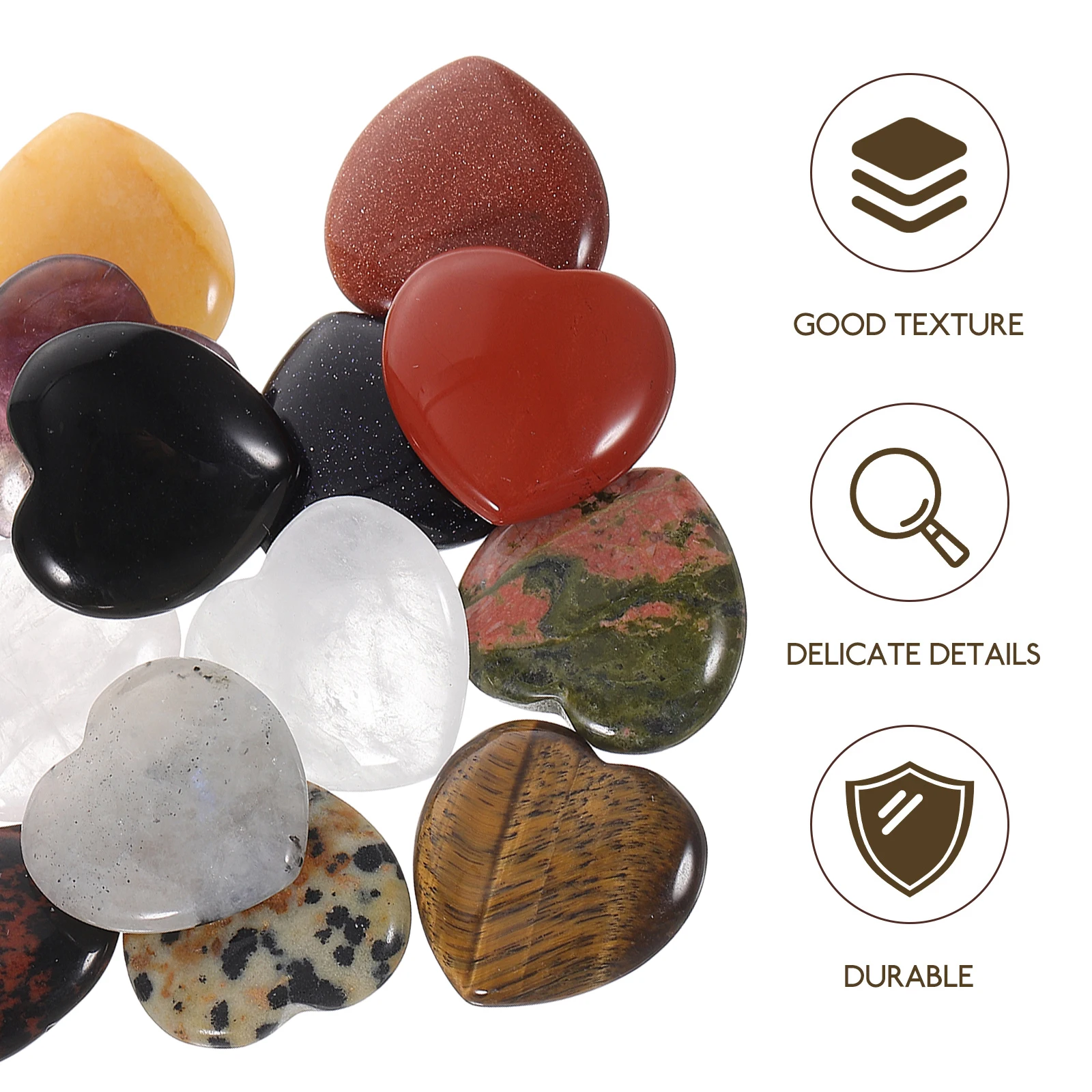 

15pcs Heart Crystal Stone Natural Stone Hearts Decor For Home Office Table Aesthetic Crystal Display Meditation Gifts Women