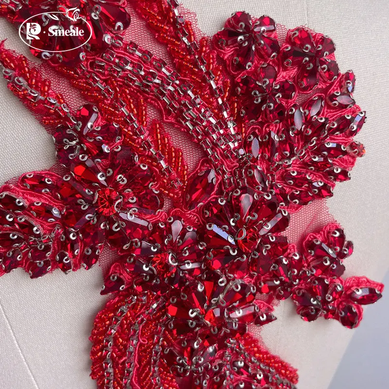 Hand-Sewed Glass Drill Mirror Flowers, Sparkling Rhinestones, Coats, Waistbands, Shoulders, Wedding Dress, DIY Patch, RS4162