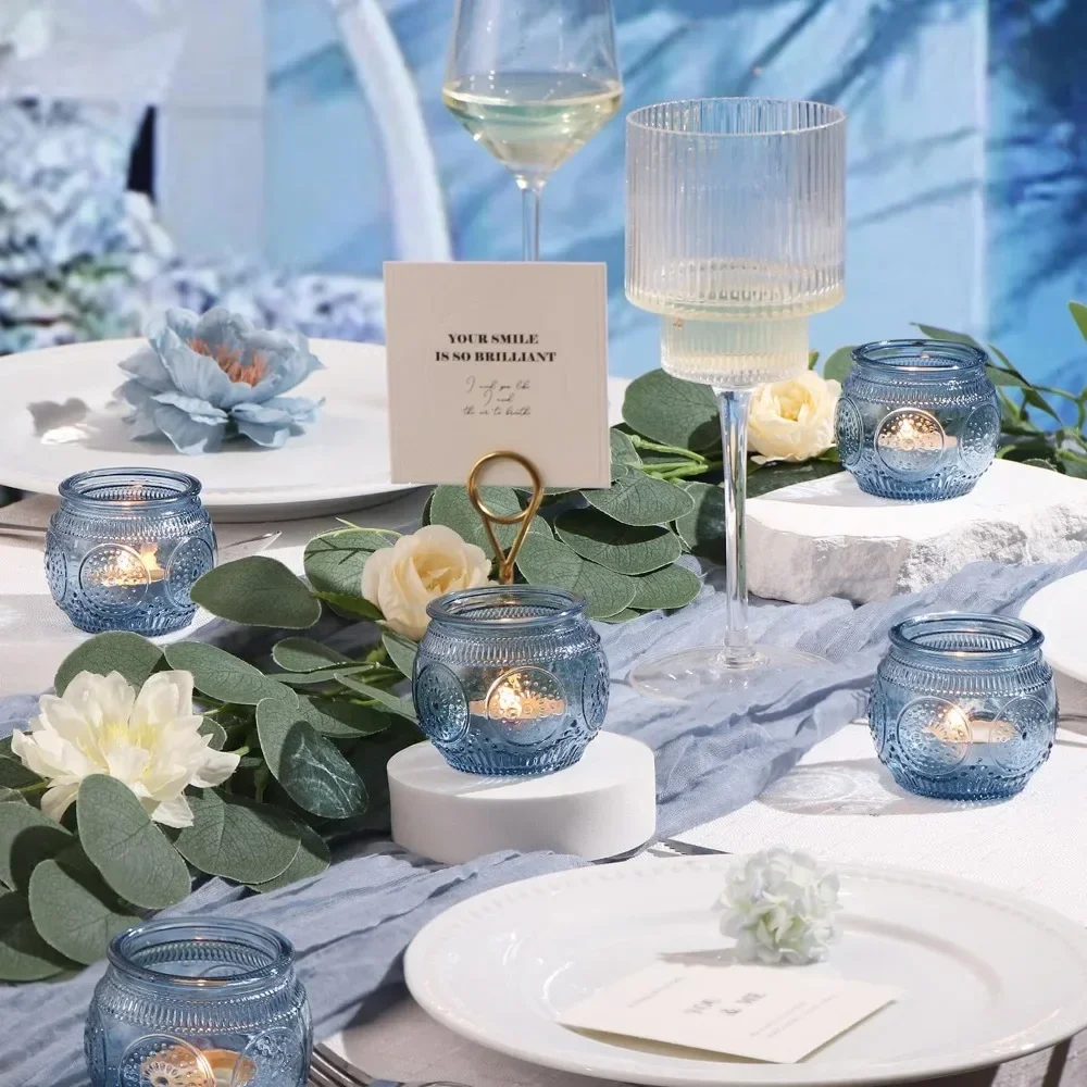 6/12Pcs Votive Glass Candle Holders Wedding Centerpieces Table Decoration LED Candle Tea Light Candlestick for Party Decorations