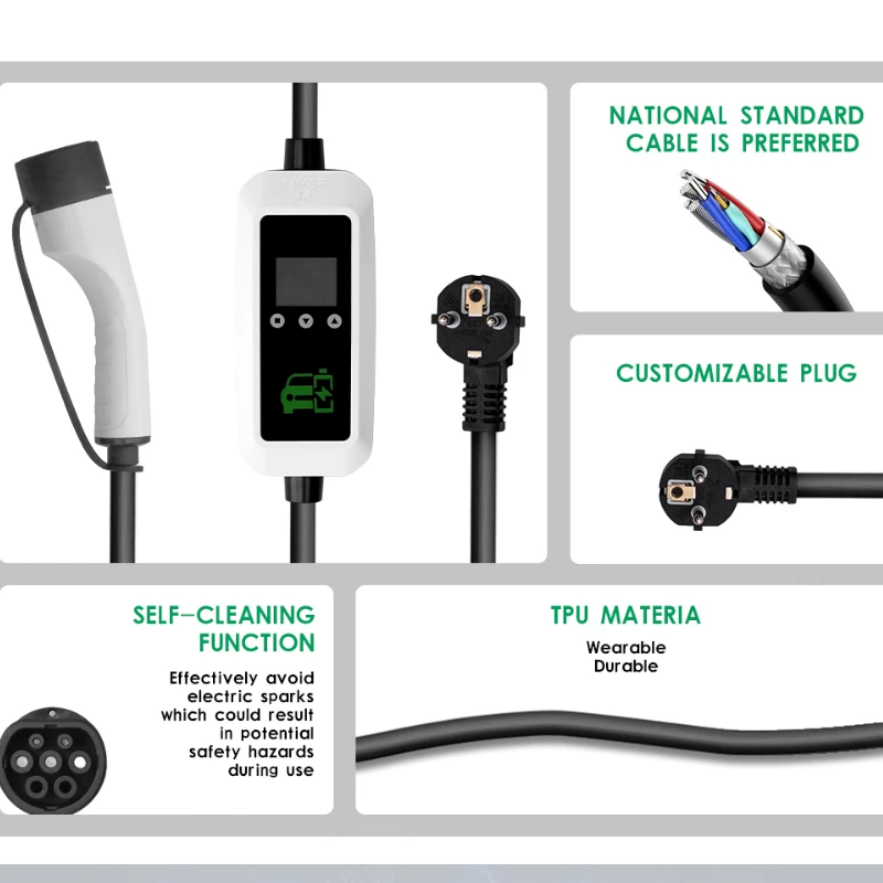 SKYEGLE 7KW Portable EV Charger Type 2 for Electric Car Tesla Model Y 16A\\32A 220V Ev Fast Charger 7kw Type 2 Charging Station