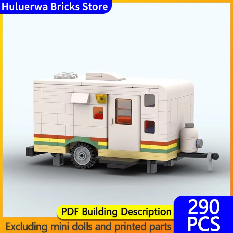 City Car Model MOC Building Bricks Cozy Camper Travel Trailer Caravan Modular Technology Gift Holiday Assemble Children Toy Suit