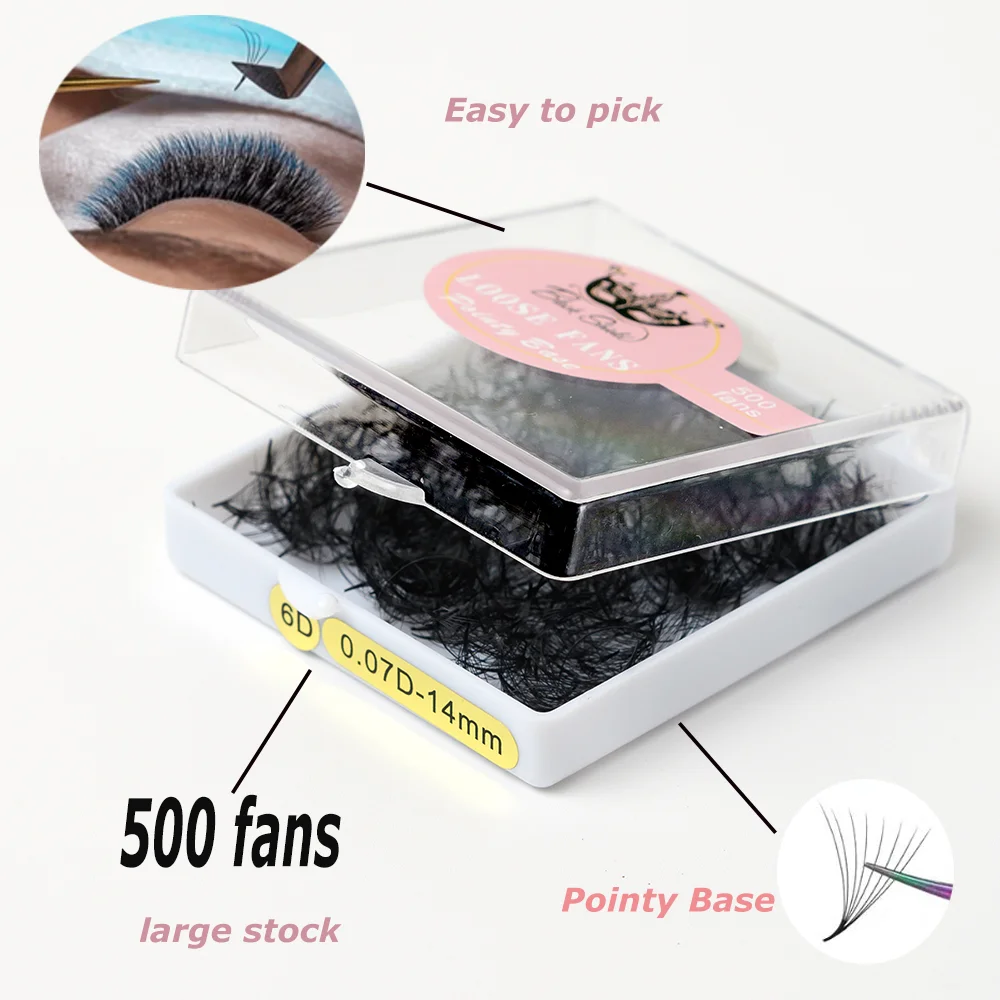 500 Loose Premade Cils Pro Made Bouquets Prefaits 6D 8D 10D 0.05 0.07mm Pointy Base Fans Volume Eyelash Extension For Makeup  Wo