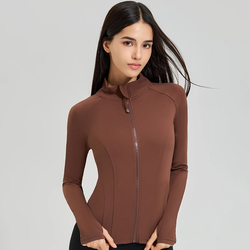 Exercise jacket yoga fitness clothing long-sleeved women four seasons running fast dry tight tops gym yoga jacket