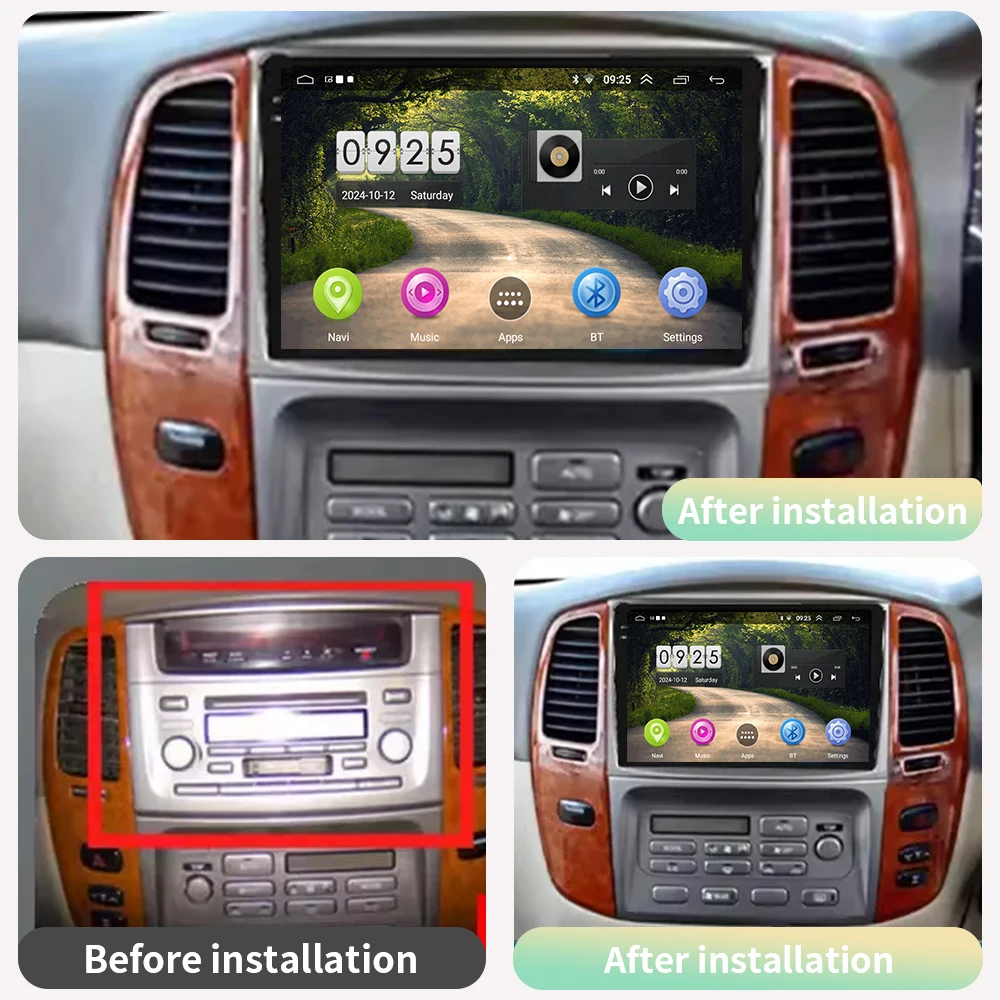 Rádio do carro de android para toyota land cruiser lc100 2002 - 2007 lexus lx470 j100 2 ii 2002-2007 carplay 4g gps dvd 2din estéreo