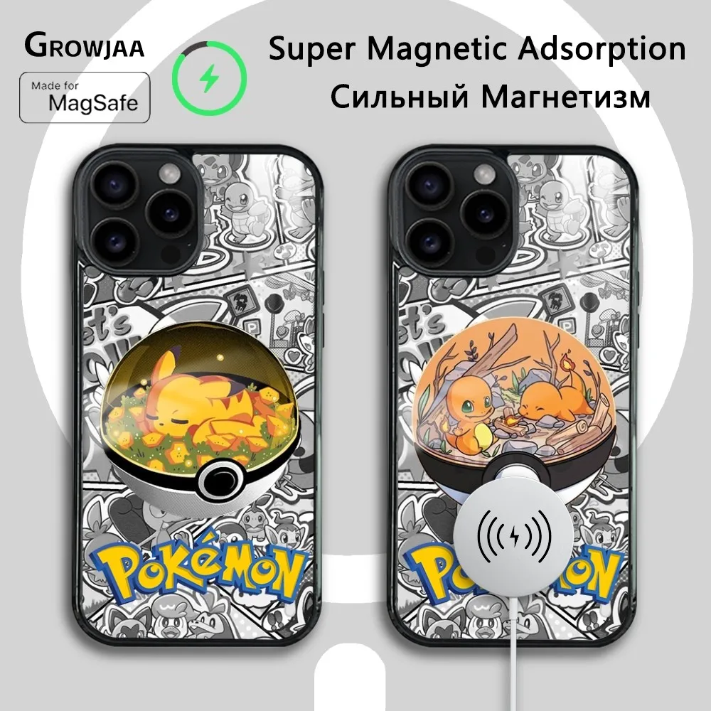 

Cartoon Cute Pokemon Phone Case For iPhone 16 15 14 13 12 11 Pro Max Plus Mini New Magsafe Mirror Wireless Magnetic Cover