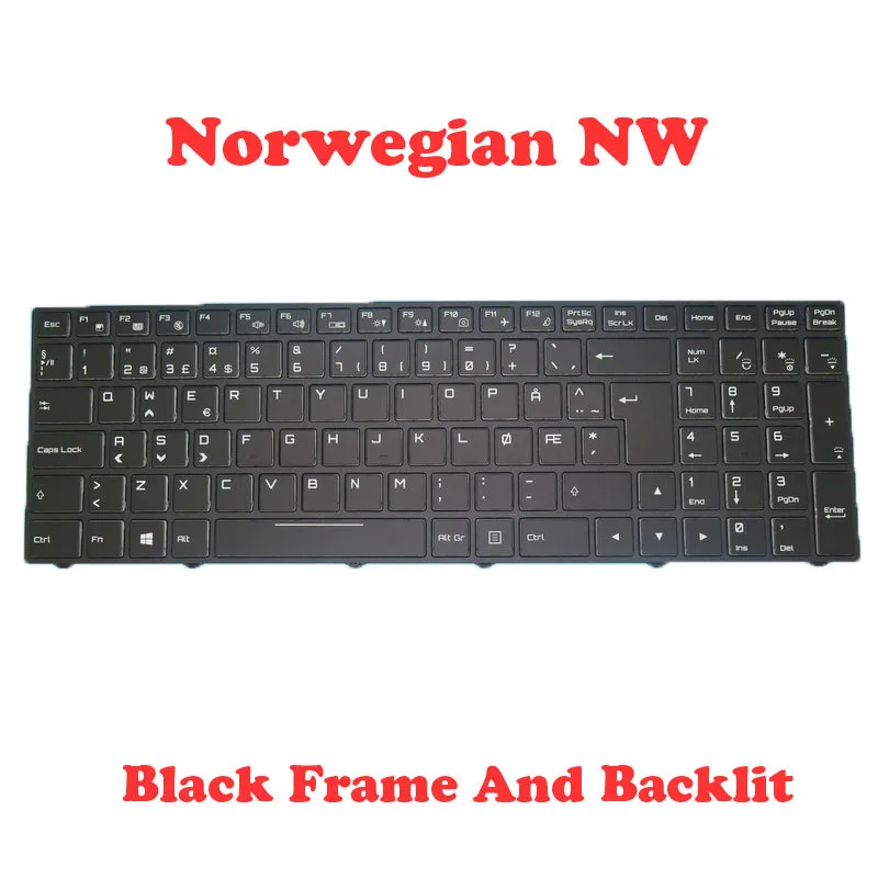 

Laptop Keyboard For Gigabyte Sabre 15 P45KV8 Sabre 17 RP47G CVM15F26N0J4309 6-80-N85H0-130-1 2Z703-NE45K-C80S Norwegian NW New