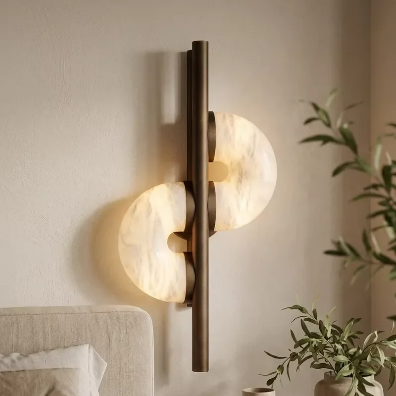 Minimalist Alabaster LED Wall Lamp Light Nordic Warm White Wall Sconce for Bedroom Living Room Hotel TV Background