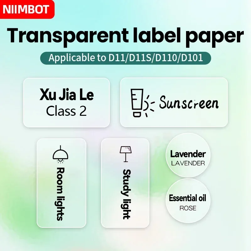 Niimbot Transparent Mini Label Printer Self-adhesive Portable Thermal Waterproof Oil Paper Label Tape for D11 D110 D101 Printer