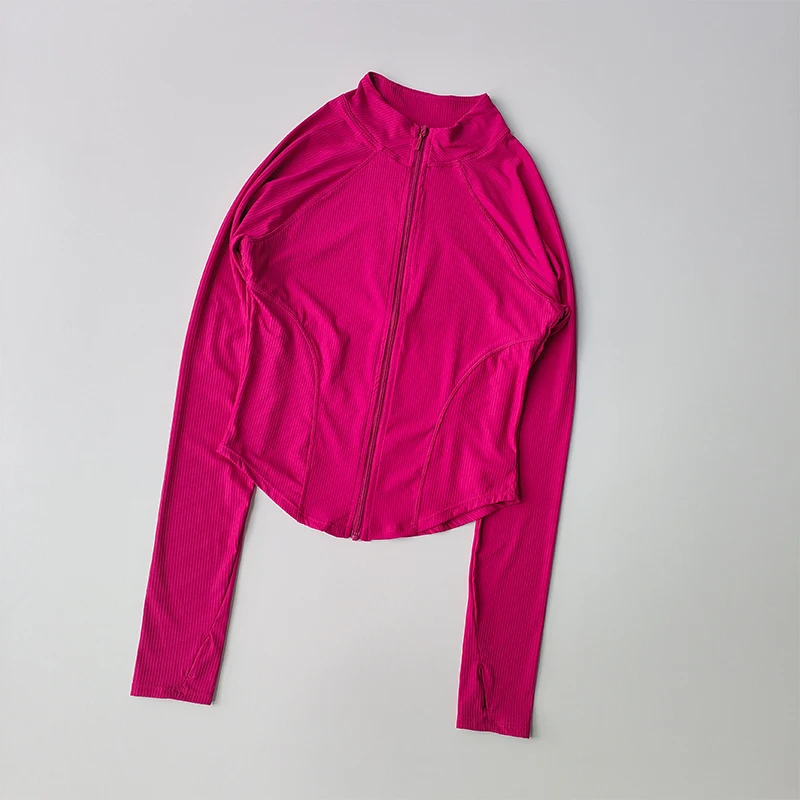 Schmal geschnittene Sportjacke, schnell trocknend, elastisch, für Yoga, Fitness, Damen-Outdoor-Oberteile, Laufjacke mit Reißverschluss, schnelltrocknende Herbstkleidung – Detail 7