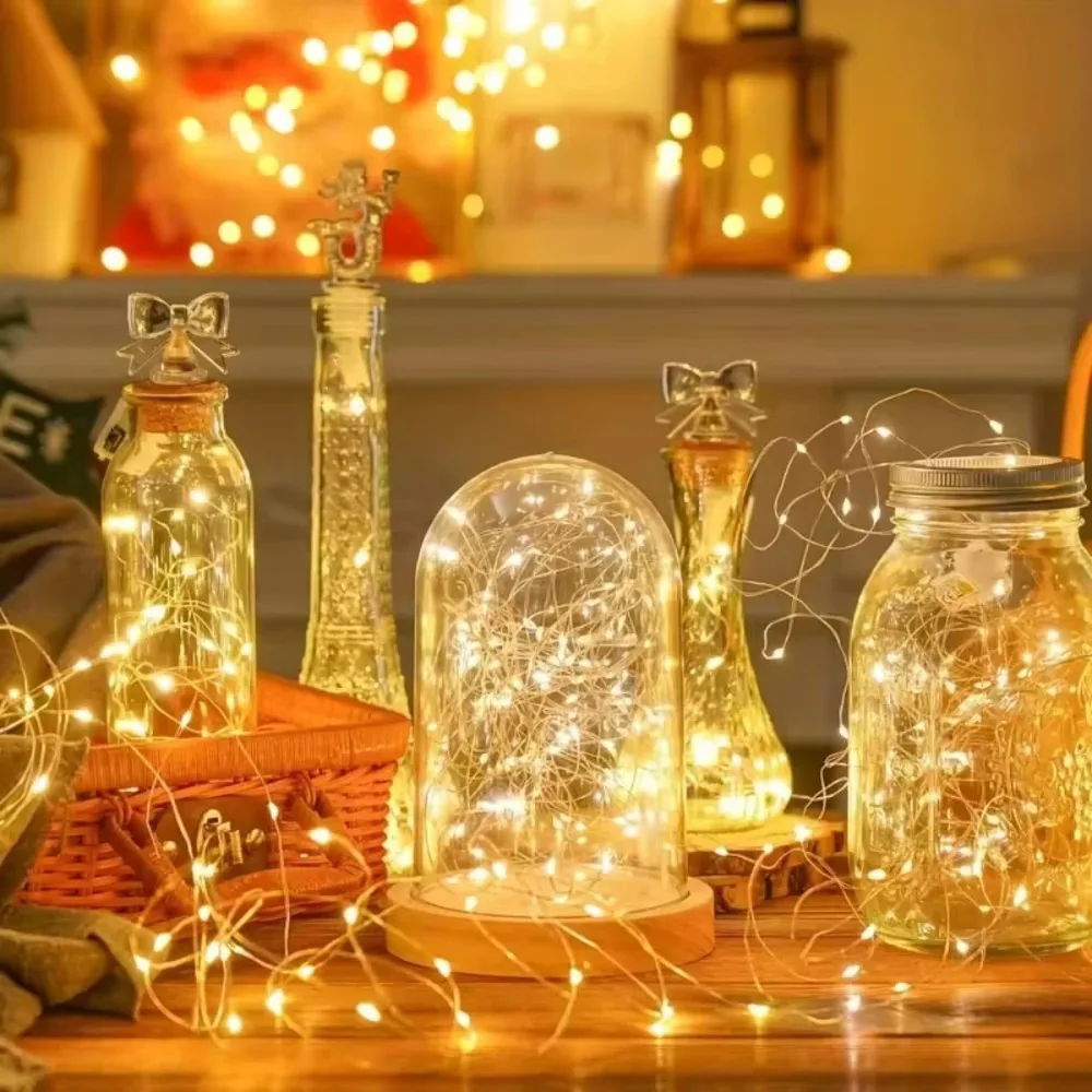 LED Fairy Lights Battery Powered Twinkling Copper Wire String Lights Warm White Rainbow for Christmas Wedding Party Table Decor