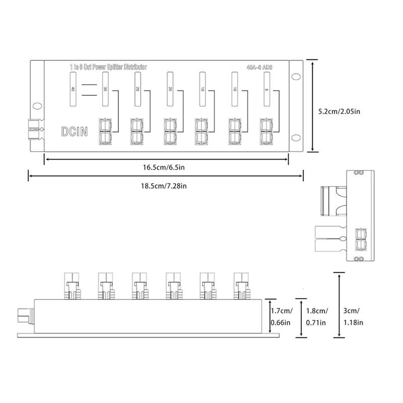 Super Sale RV Accessories 1 in 6 Connector Power Divider Power Board,40A Power Pole Distribution Block,Powerpole Distribution Bl