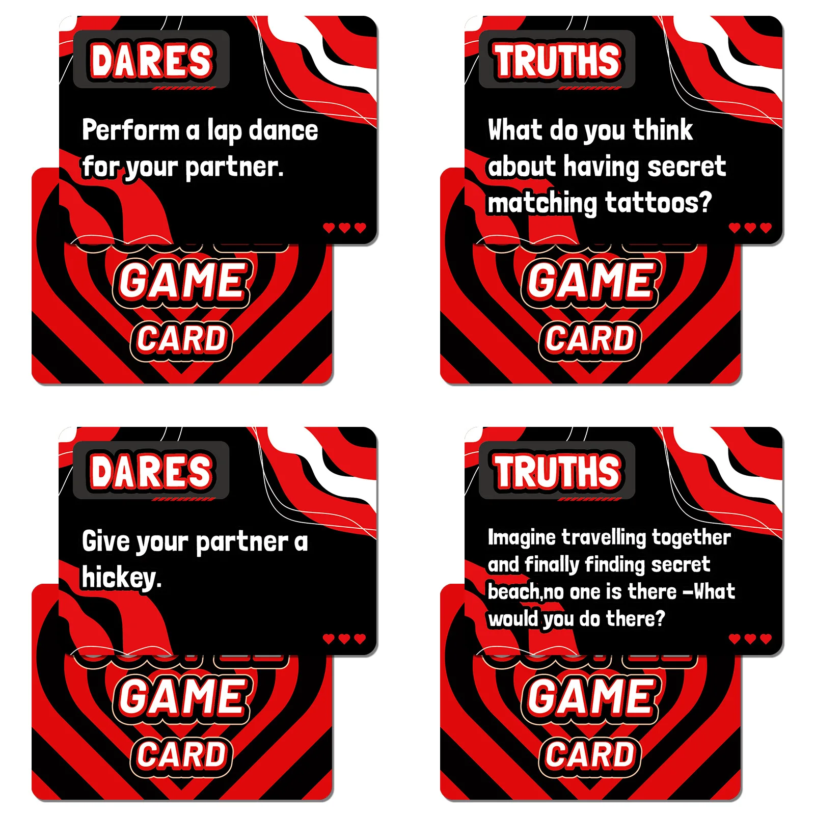 Confezione da 50 carte di relazione interattive con patta a forma di cuore, segnale d'amore, verità o diventa, gioco di carte per coppie, quiz_coppia, set di giochi di comunicazione