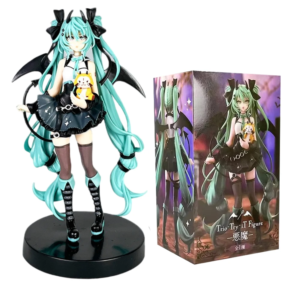 Anime Little Devil Hatsune Miku Handmade Little Raccoon Chuyin Dark Angel Handmade PVC Model Animation Peripheral Ornaments