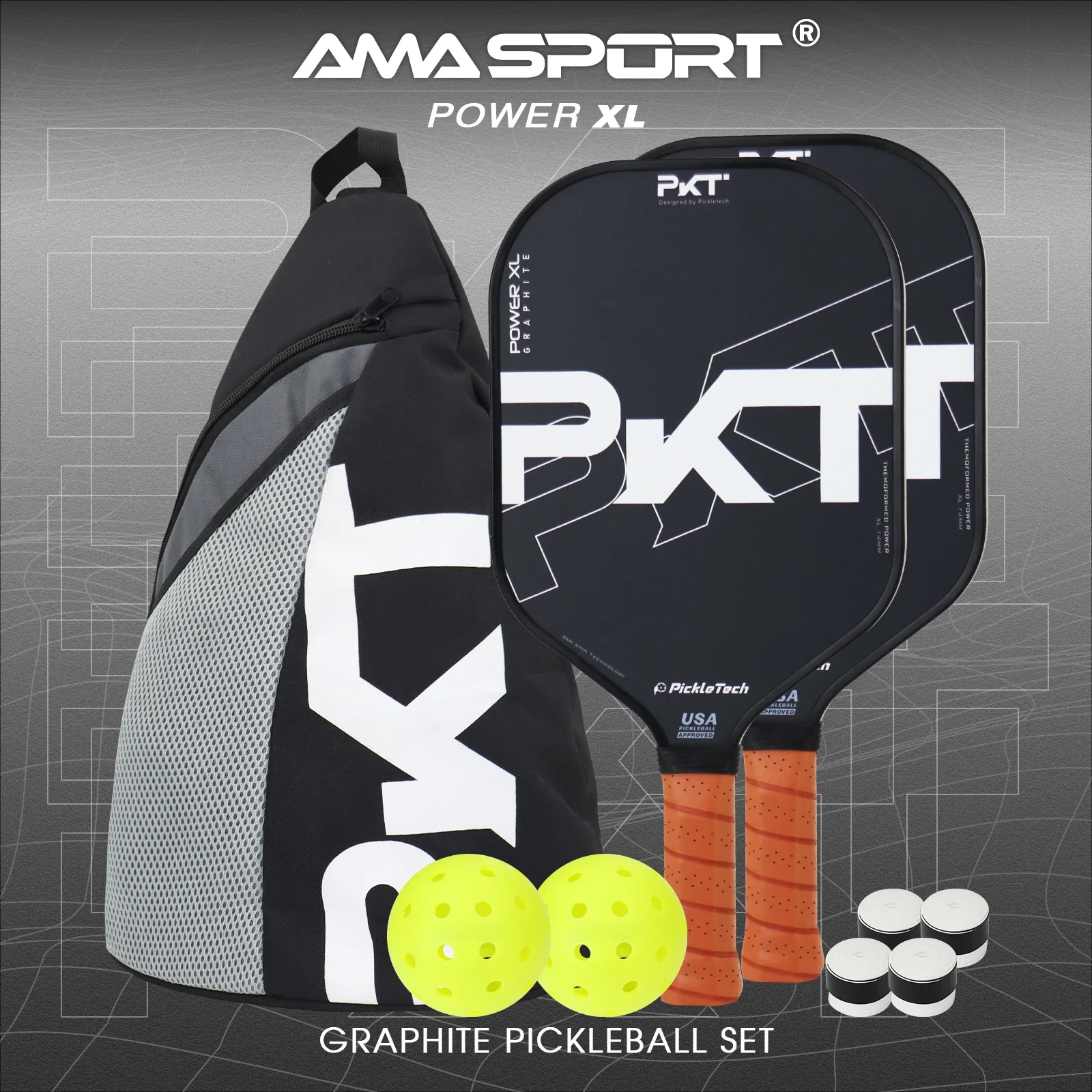 AMA Sport 2024 New Arrival Wholesale Price Factory Carbon Fiber Pickleball Paddle Set