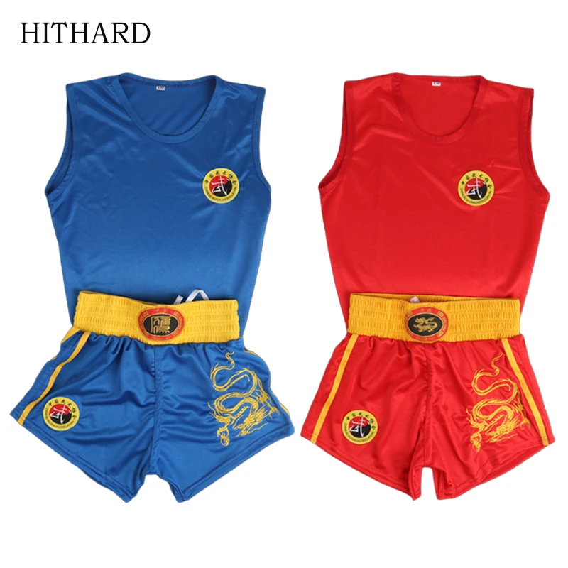 Boxing Shorts Singlet Set Muay Thai Shorts T Shirt Breathable Kickboxing Pants Men Women Kids Sanda MMA Martial Arts Uniform