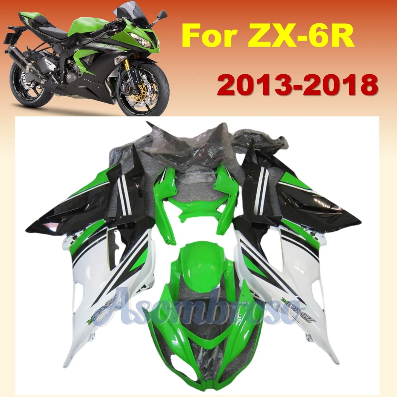 

Новый комплект обтекателей из АБС-пластика подходит для KAWASAKI ZX-6R ZX6R 636 2013 2014 2015 2016 2017 zx 6r 13 14 15 16 17 Комплект кузова зеленый белый