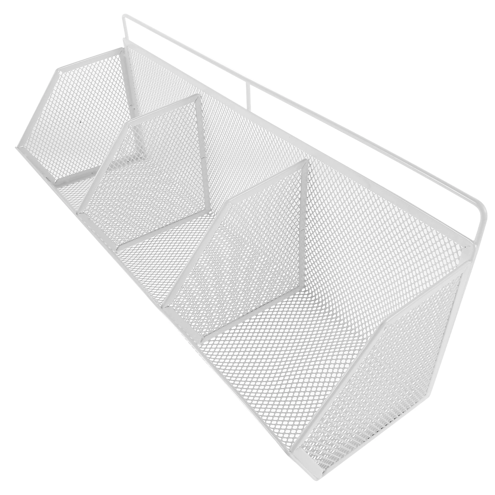 

Iron File Storage Box 3 Compartments Desk Organizer Slanted Design Document Tray Mesh Rack For Paperwork Office Use Desktop