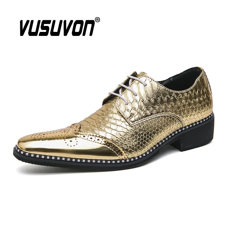 

Bling Golden Fashion Men Derby Shoes Patent Leather 38-46 Size Boys Loafers Soft Outdoor Casual Summer Mules Dress Flats