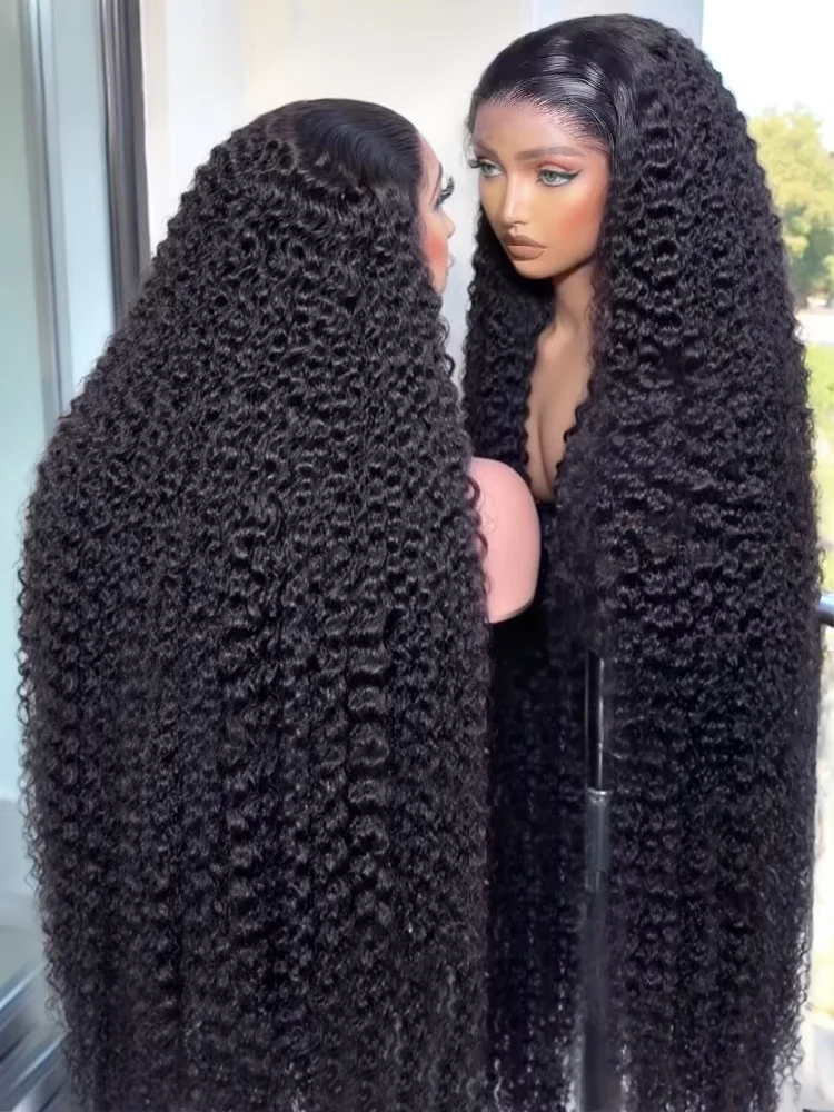 

Deep Wave 13x6 HD Lace Frontal Wigs Curly Human Hair Wigs 40 46 Inch Water Wave 360 Full Lace Front Wigs Natural Black For Women