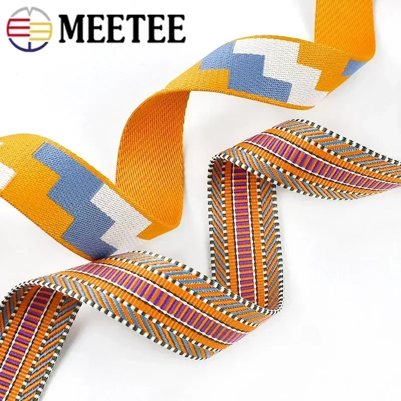 2/5Meters 3/2\'\' 38mm Polyester Jacquard Webbing for Luggage Decoration Ribbon Tape DIY Bags Shoulder Strap Sewing Bias Accessory