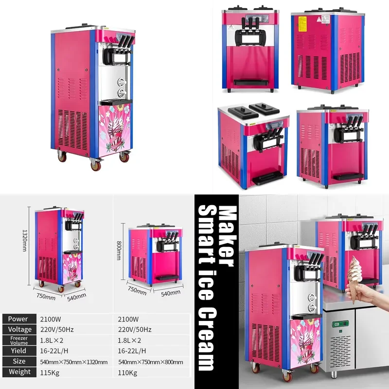 Professional Soft Serve Ice Cream Maker Commercial Vending Machine for Parlour Making High Capacity Automatic Ice Cream