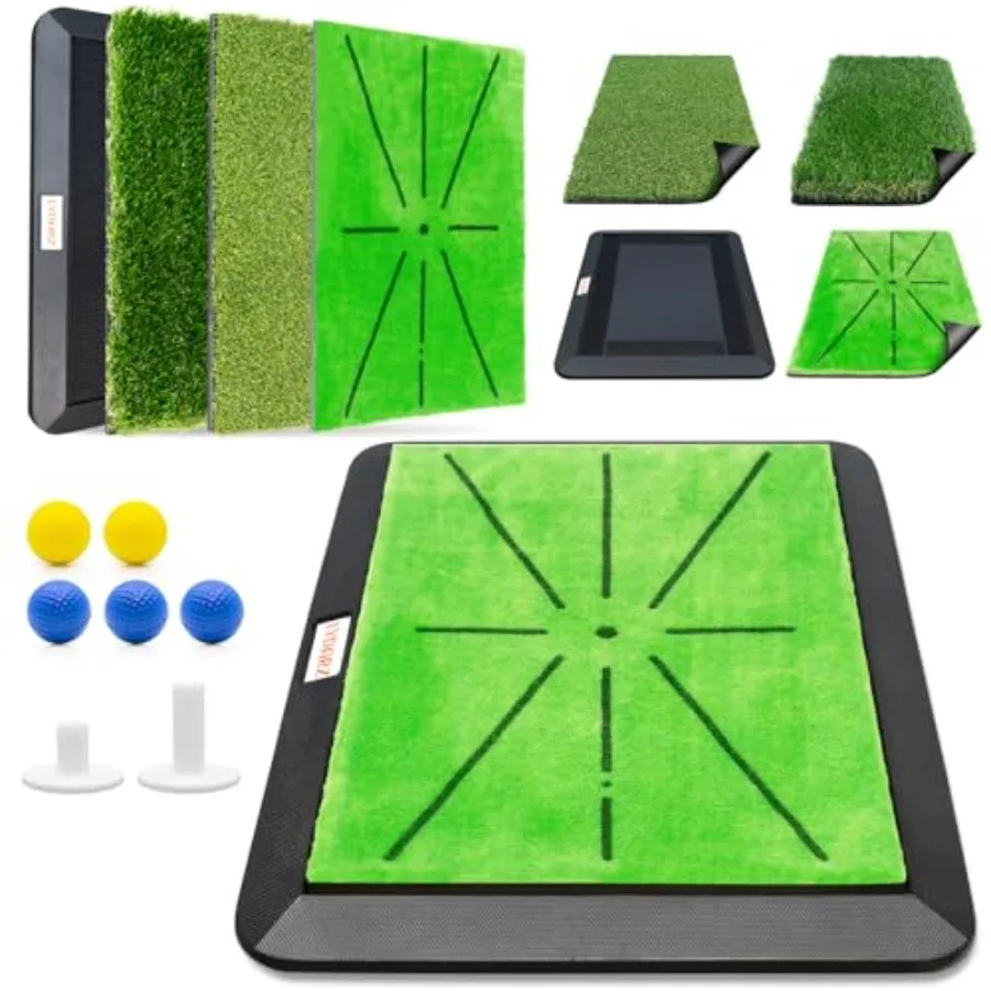 

Golf Hitting Mats Training Equipment Golf Practice Mat with Instant Swing Path Feedback 3 Replaceable Golf Training Mats with N