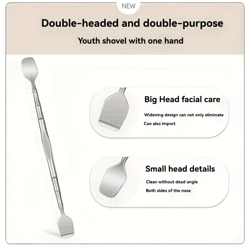 1Pcs Double-Ended Blackhead Remover: Facial Pore Cleanser, Exfoliator, and Massage Tool for Smooth Skin