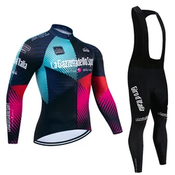 Tour De Italy D'ITALIA Cycling Jersey Set Premium Anti-UV Long Sleeve Downhill Cycling Suit Autumn Quick-Dry Pro Racing Uniform