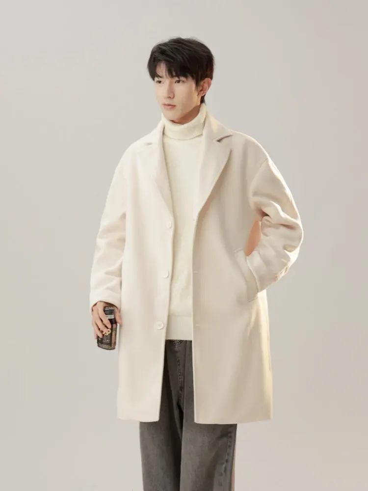 

Мужское шерстяное пальто на осень-зиму 2025: Новинка, стильное и модное, средней длины, верхняя одежда для мужчин