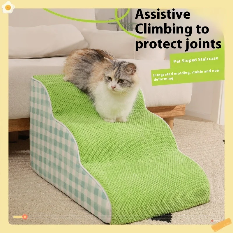 

Pet Stairs for Dogs Cats with Washable Sponge Non Slip Ramp Bed Ladder Sofa Step Stool for Elderly Pets Durable Climbing Mat