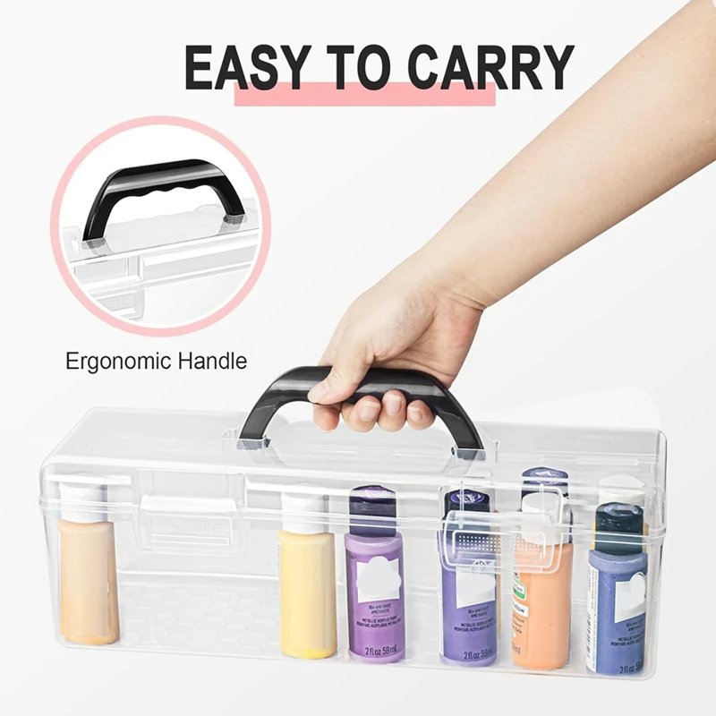 A85Q-Acrylic Paint Storage Box, 30 Bottle Capacity Acrylic Paint Storage Box For 2 Fluid Ounces Acrylic Paint,Storage Box