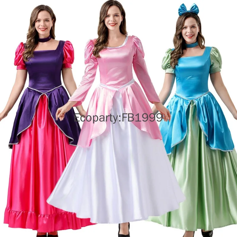 3 Colors Women Drizella Cosplay Costume Princess Anastasia Cosplay Dress Gowl Halloween Party Evil Step Sister Performance Wear