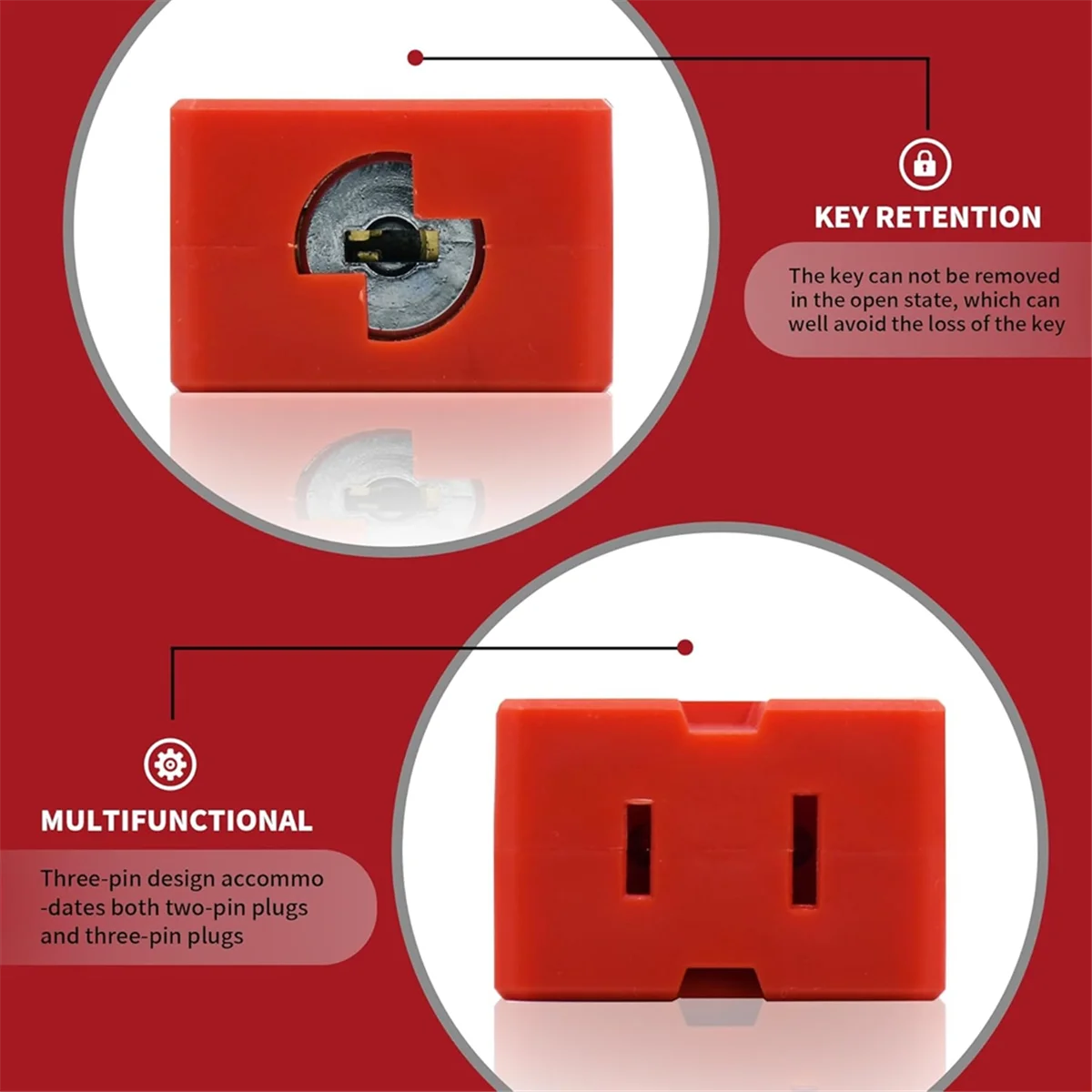 AA98 Plug Lock Electrical Cord Plug Lockout Device 2 Pack Outlet Locking Safety Lock Fits Electrical Shutdown Service