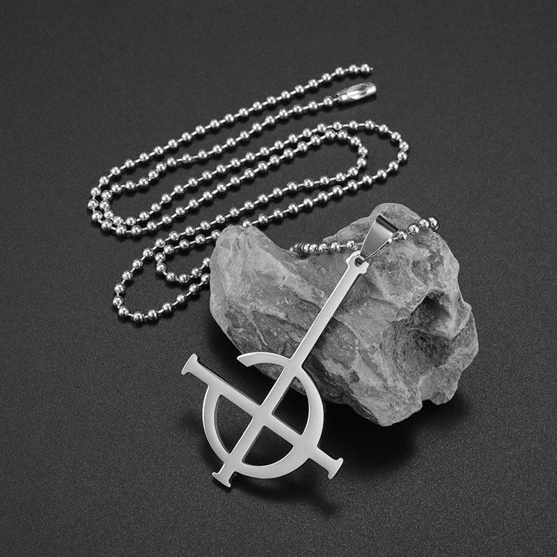 Vintage Punk Statement Rock Ghost Bc Band Stainless Steel Badge Pendant Men's Necklace Charm Cool Party Prom Jewelry