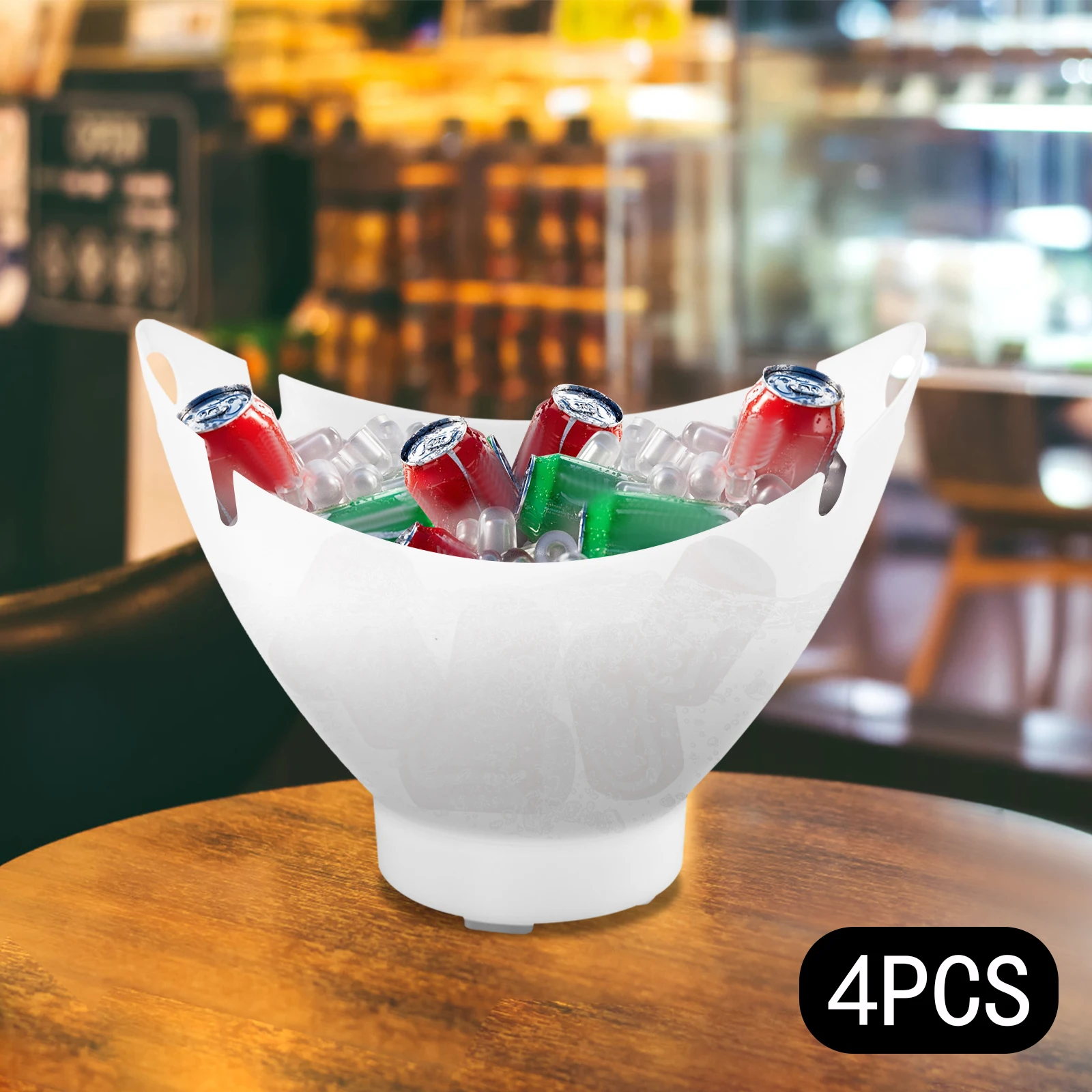 4PCS LED Ice Buckets Bluetooth Clear Ice Bucket 7L Wine Ice Bucket with Goblet Hanging Notches Stain-Retardant Design for Bars/KTV/Parties/Celebrations/Barbecues