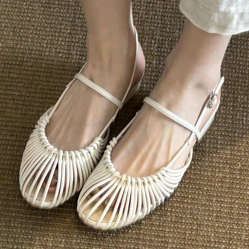 Women Hollow Flats Sandals Fashion Trend Slingback Slippers New Elegant Dress Shoes Casual Comfort Walkinng Slides Lady Zapatos