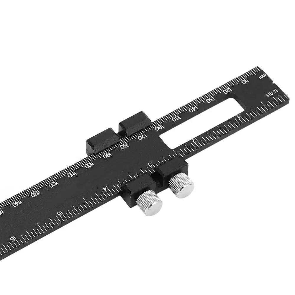 Aluminum Alloy T Square Woodworking Ruler Inch Metric Scale Dual Scale Scribing Marking Ruler Slide Stop