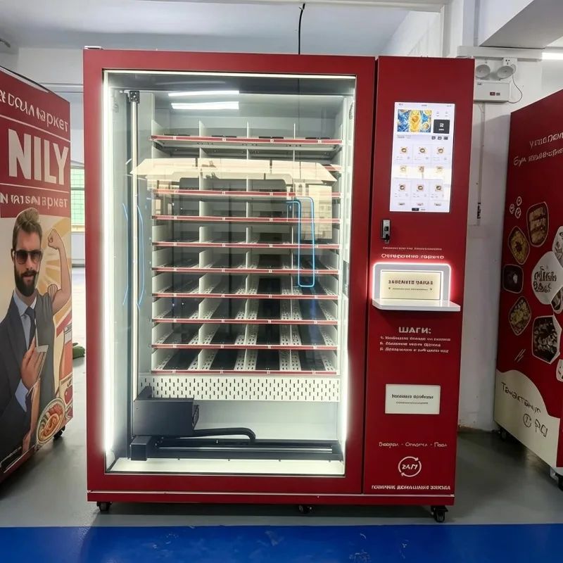 Smart Hot Food Vending Machine Cashless Touch Screen Grab and Go Lunch Box Dispenser for Workplace Office Campus Hospital