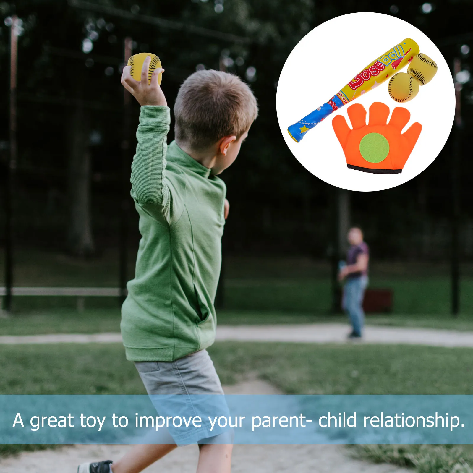 

1Set Kids Baseball Set Premium Safe Material Improve Batting Accuracy Motor Skills Outdoor Catch Games