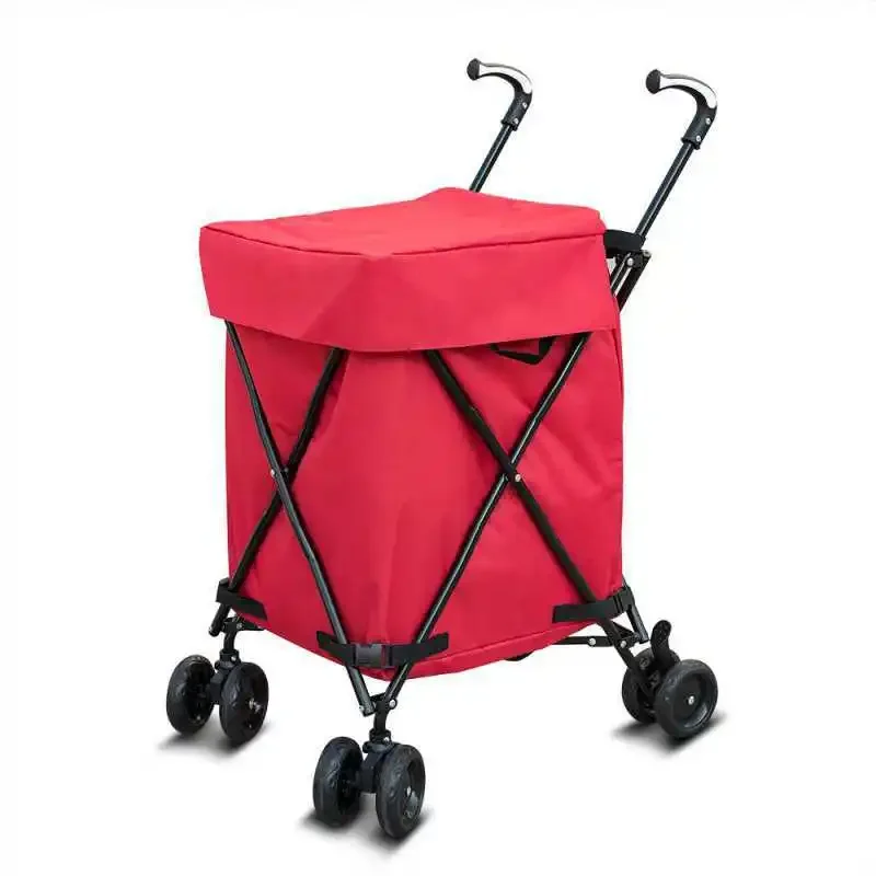 Folding Cart Portable Multifunctional Supermarket Shopping Folding Trolley for Elderly